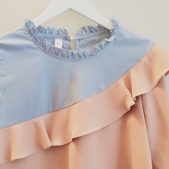 JuJu fun shirt with neck ruffles with 2 different types of the fabric - Picture 5 of 7